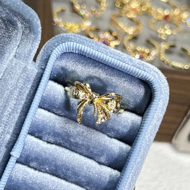 Crystal Bow Adjustable Ring