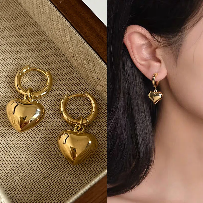 Gold Heart Hoop Earrings