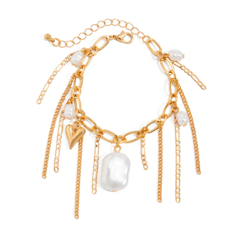 Premium Pearl Heart Tassel Bracelet