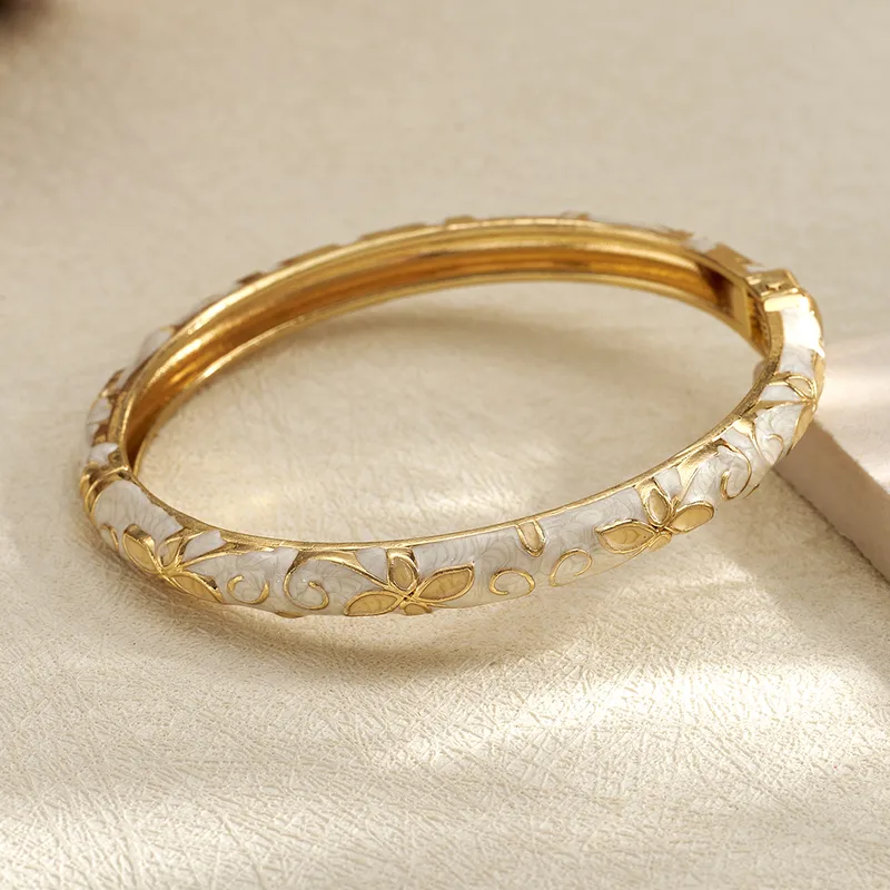 Premium Floral Enamel Gold Bracelet