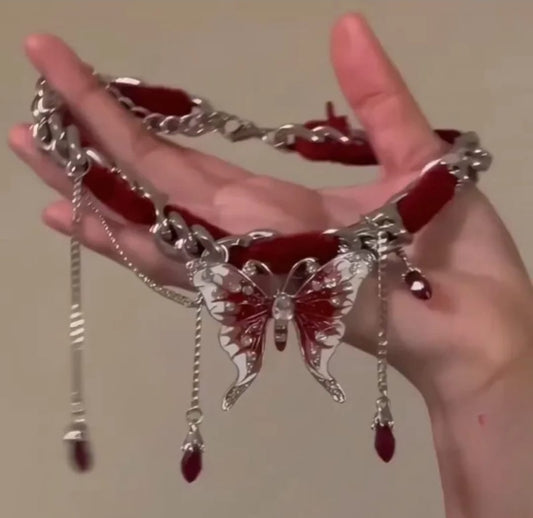 Crimson Butterfly Statement Choker 🦋✨