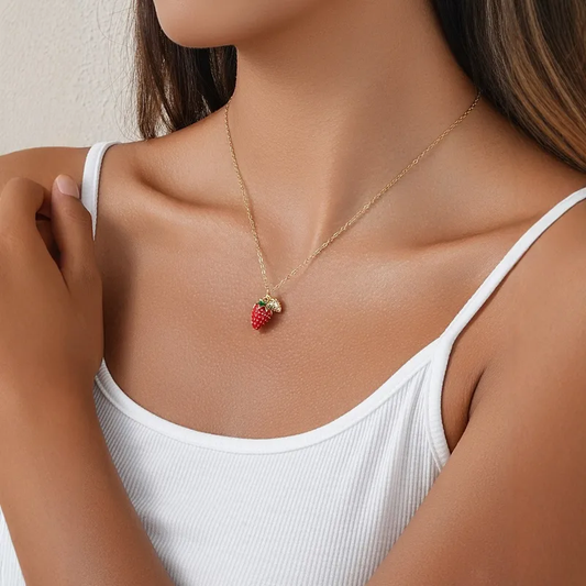 Premium Strawberry Charm Necklace 🍓