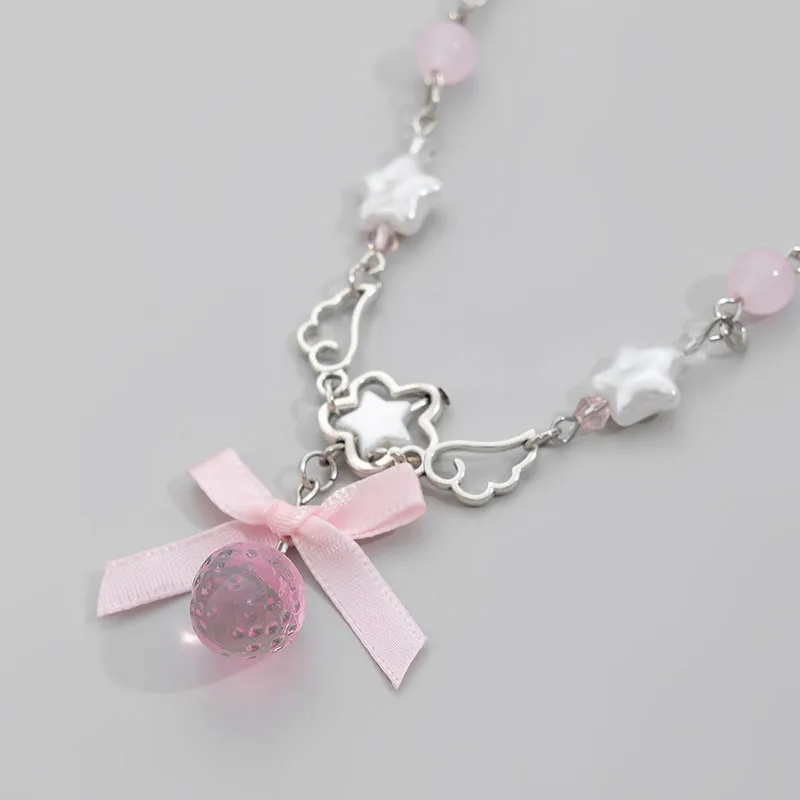 Premium Strawberry Bow Charm Necklace 🍓