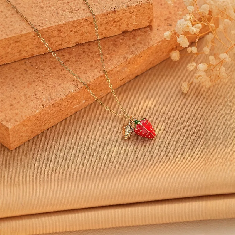Premium Strawberry Charm Necklace 🍓