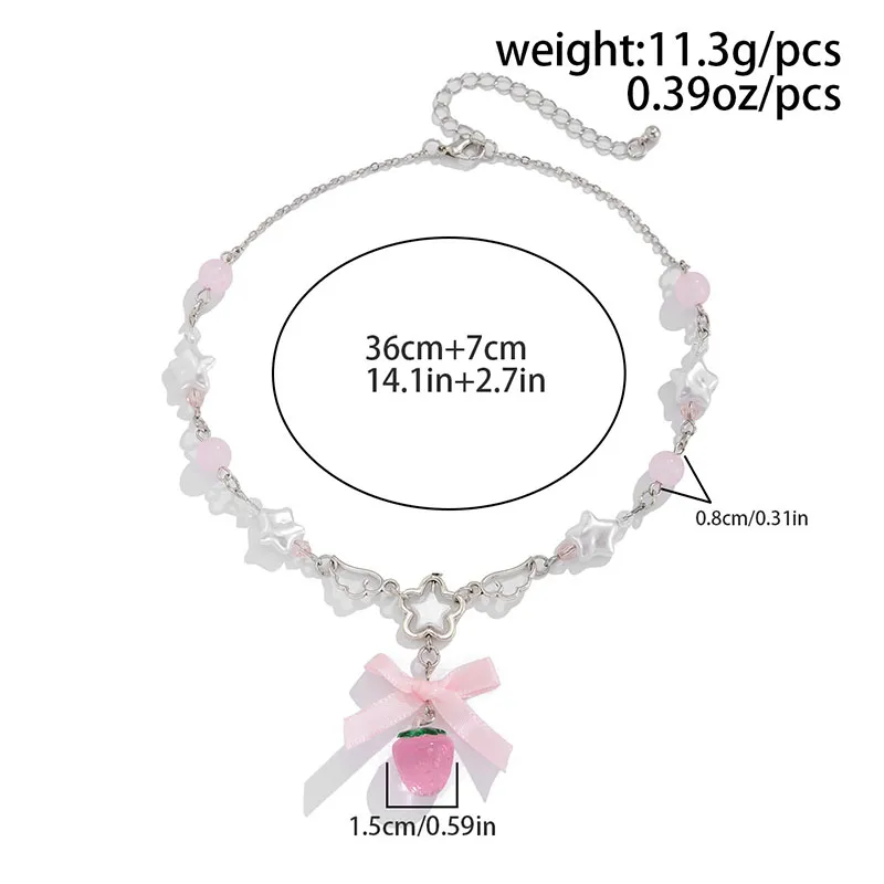 Premium Strawberry Bow Charm Necklace 🍓
