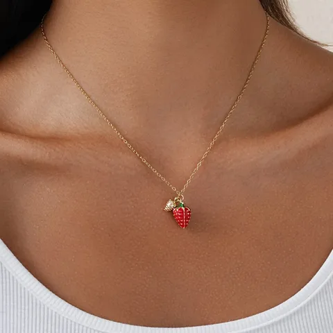Premium Strawberry Charm Necklace 🍓