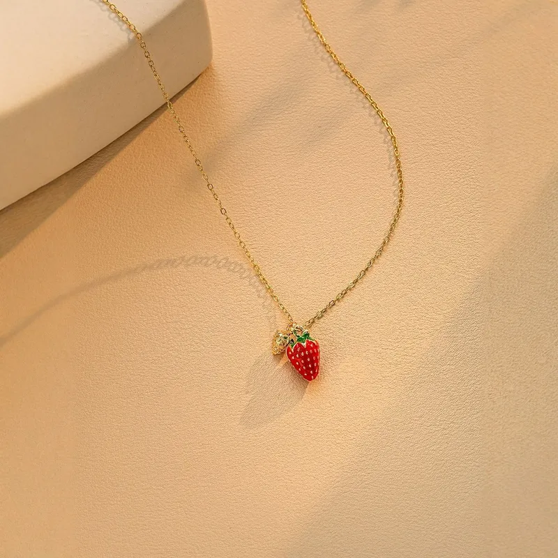 Premium Strawberry Charm Necklace 🍓